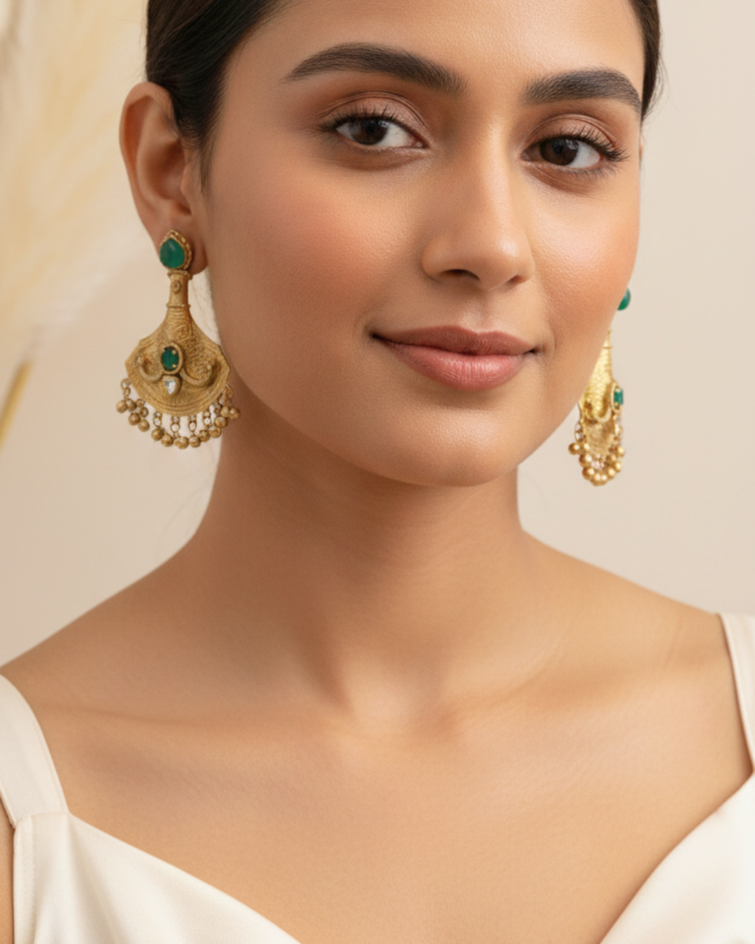 Emerald Fan Earrings